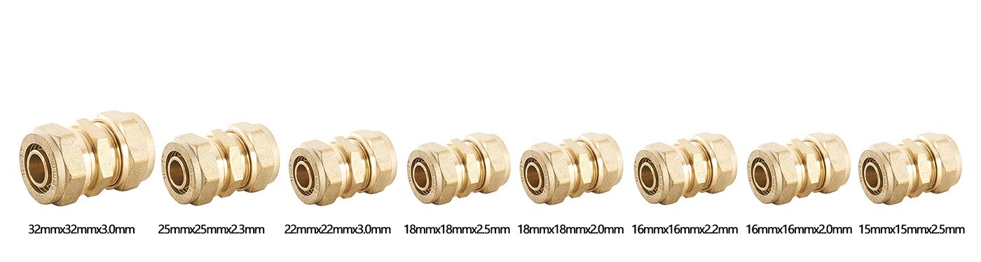 Equal coupling brass compression fitting for pex pipe
