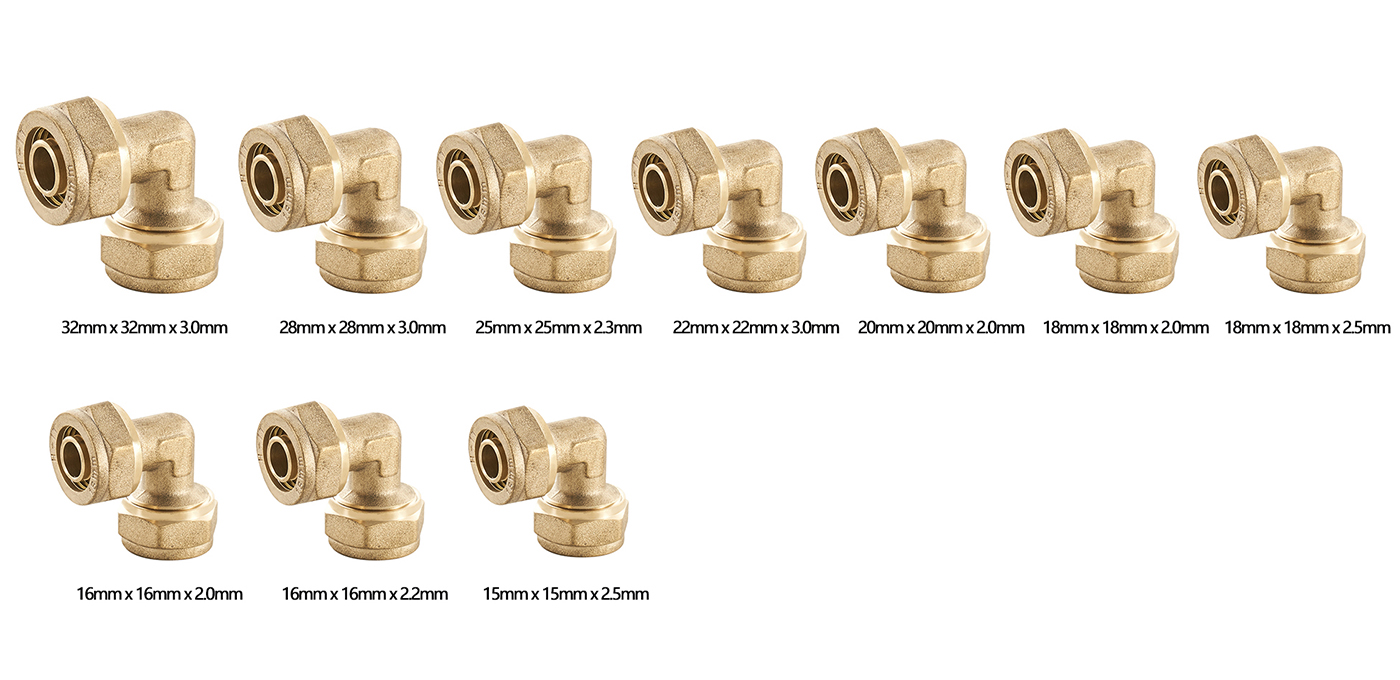 Equal elbow brass compression fitting for pex pipe
