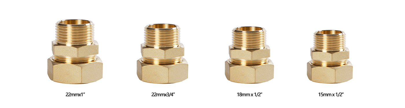 Male straight brass compression fitting for pex pipe
