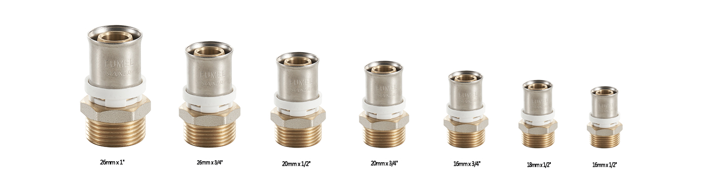 Male straight stainless steel sleeve brass press fittings